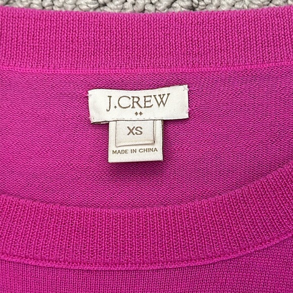 J. Crew Tippi Crew Neck 3/4 Sleeve Wool Sweater Radiant Fuchsia/Hot Pink (XS) - Picture 4 of 6